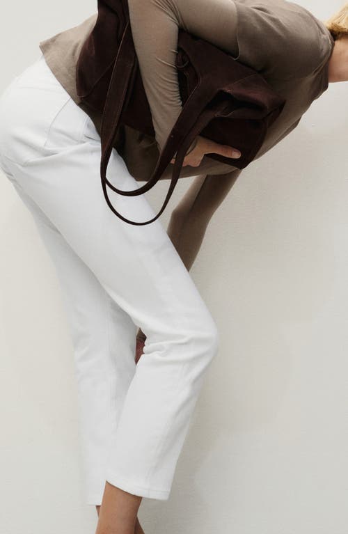 Mango Claudia Crop Slim Fit Jeans In White