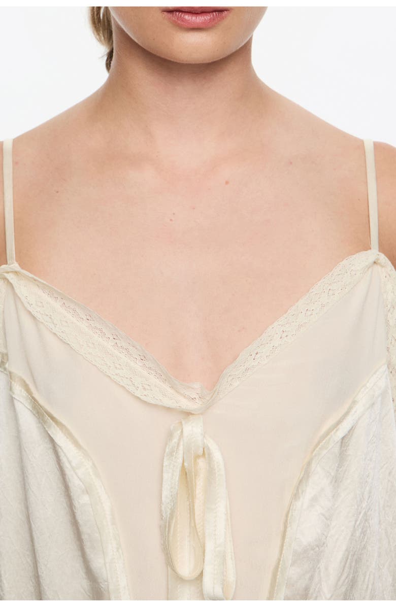 Bimba y Lola Mixed Fabrics Straight Cut Midi Dress, Alternate, color, Beige