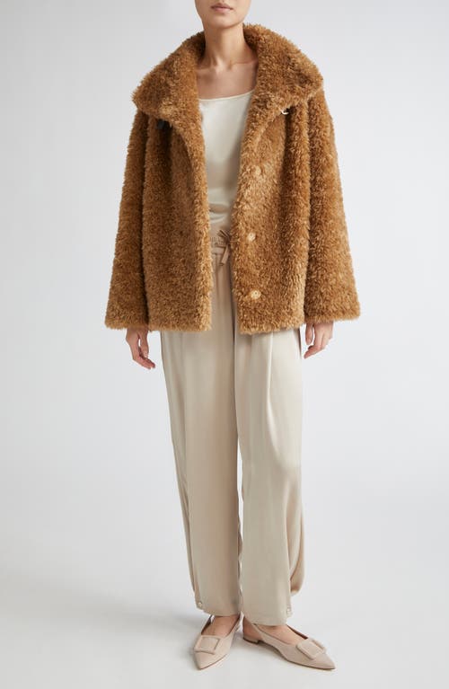 Herno Plush Faux Fur Jacket With High Collar And Buckle Closure In Black