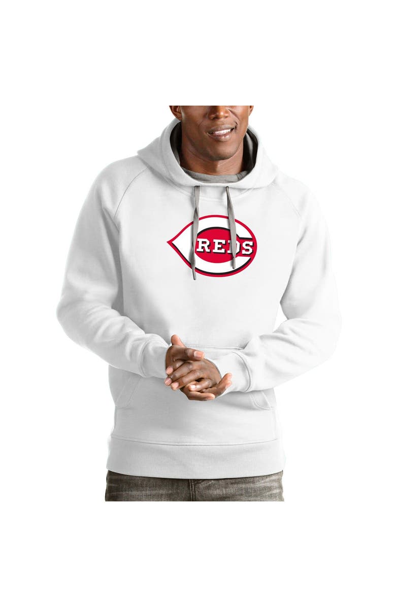 ANTIGUA Men's Antigua White Cincinnati Reds Victory Pullover Team Logo Hoodie, Alternate, color, White