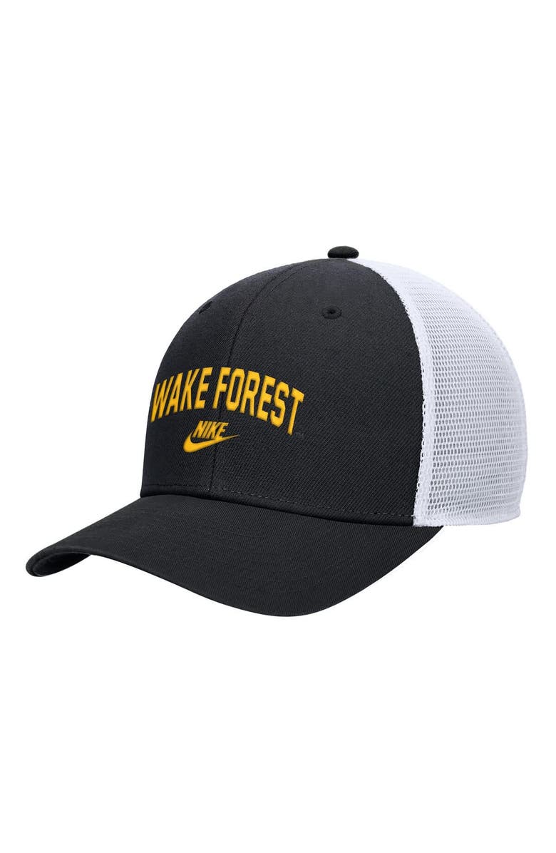 Nike Men's Nike Black Wake Forest Demon Deacons Vintage Arch Rise Performance Trucker Adjustable Hat, Main, color, Black