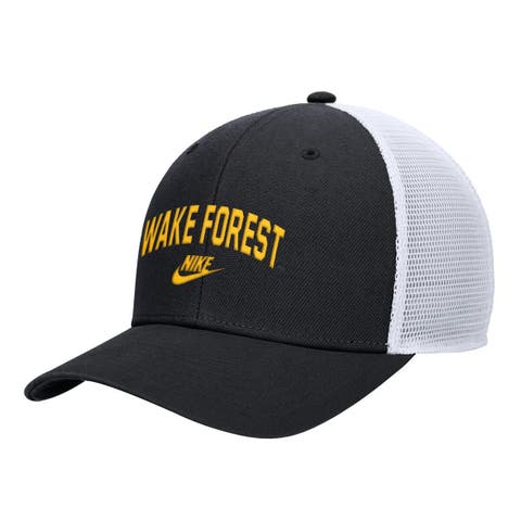 Men's Nike Black Wake Forest Demon Deacons Vintage Arch Rise Performance Trucker Adjustable Hat