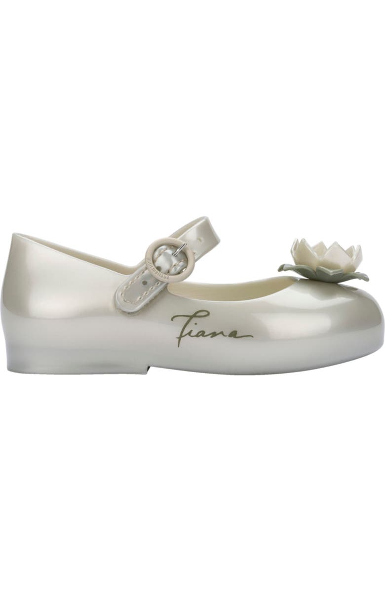 Mini Melissa Mini Sweet Love Disney Princess Mary Jane Flat, Alternate, color, Metallic White/ Green