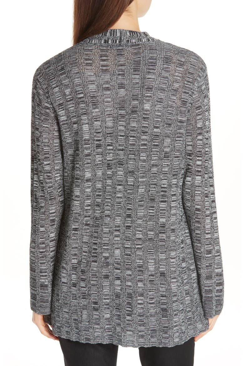 Bell Sleeve Silk Blend Cardigan, Alternate, color, BLACK