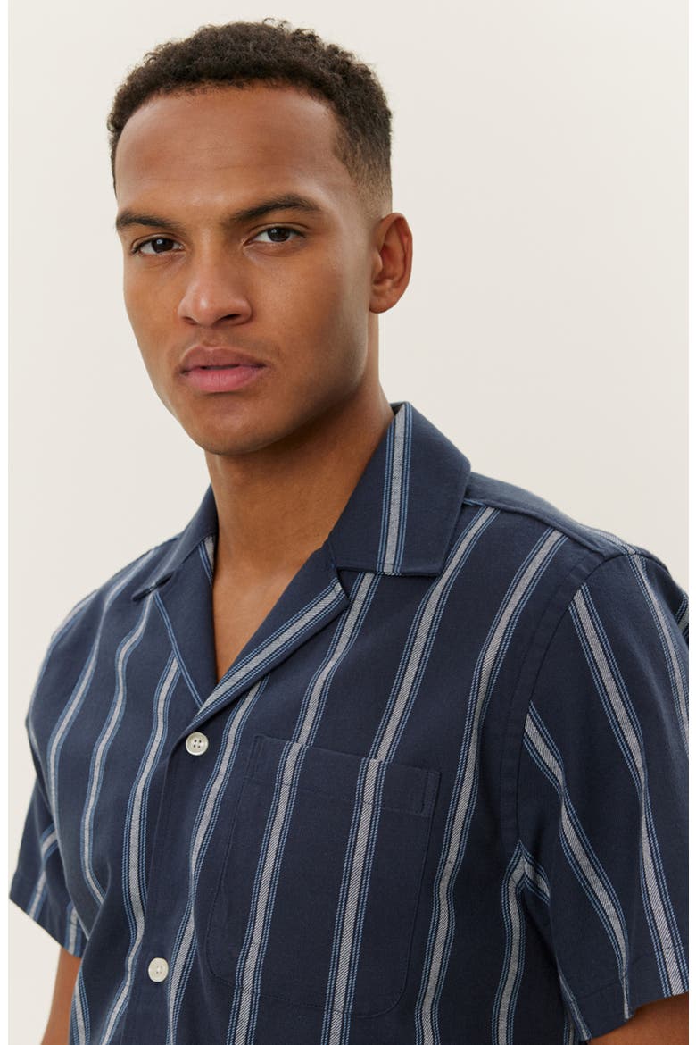 Lawson Stripe Camp Shirt, Alternate, color, DARK NAVY/ XENON BLUE