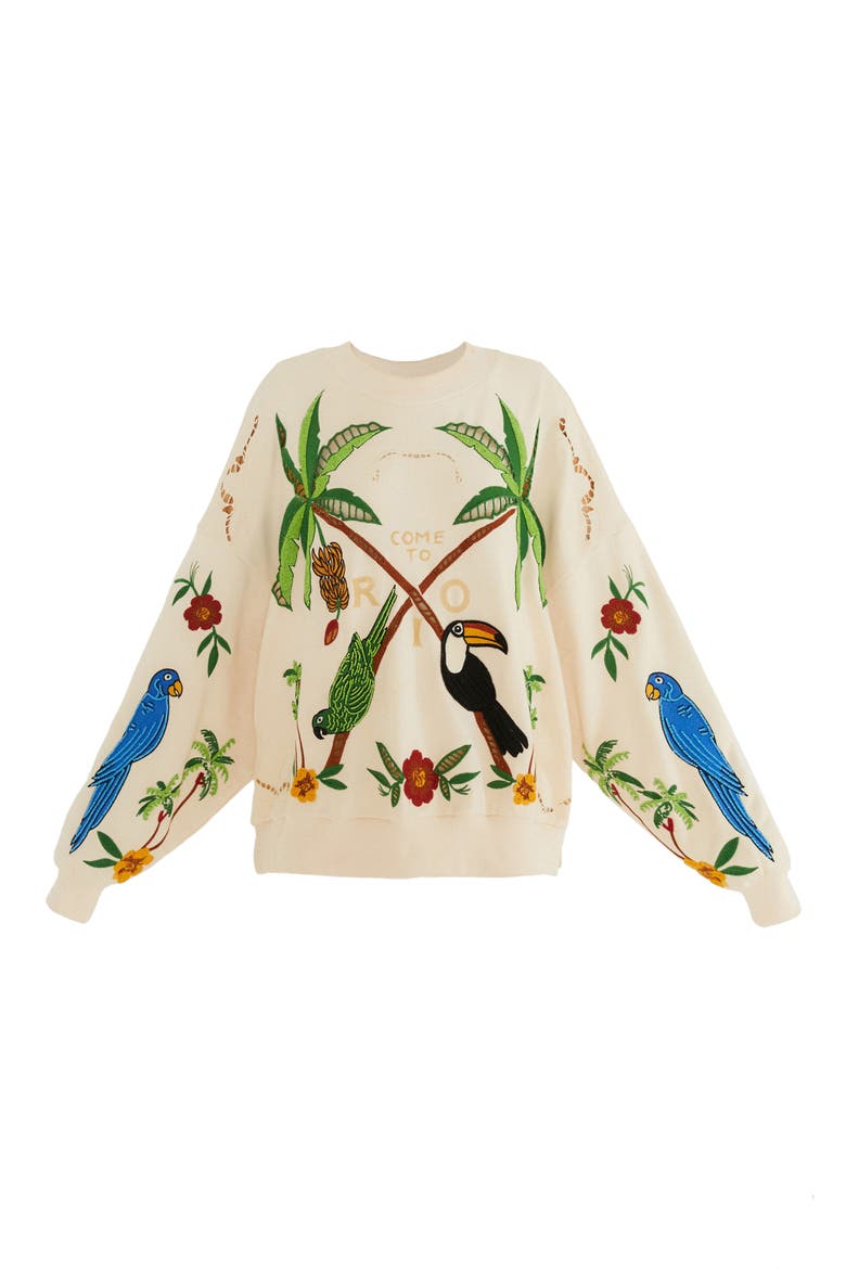 Coconut Trees Come to Rio Sweatshirt, Alternate, color, OFF-WHITE