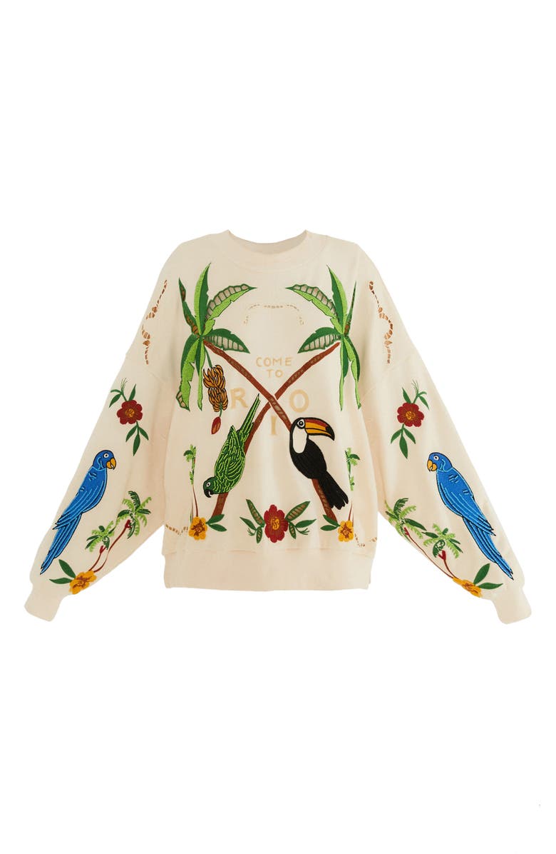 FARM Rio Coconut Trees Come to Rio Sweatshirt, Alternate, color, Off-White