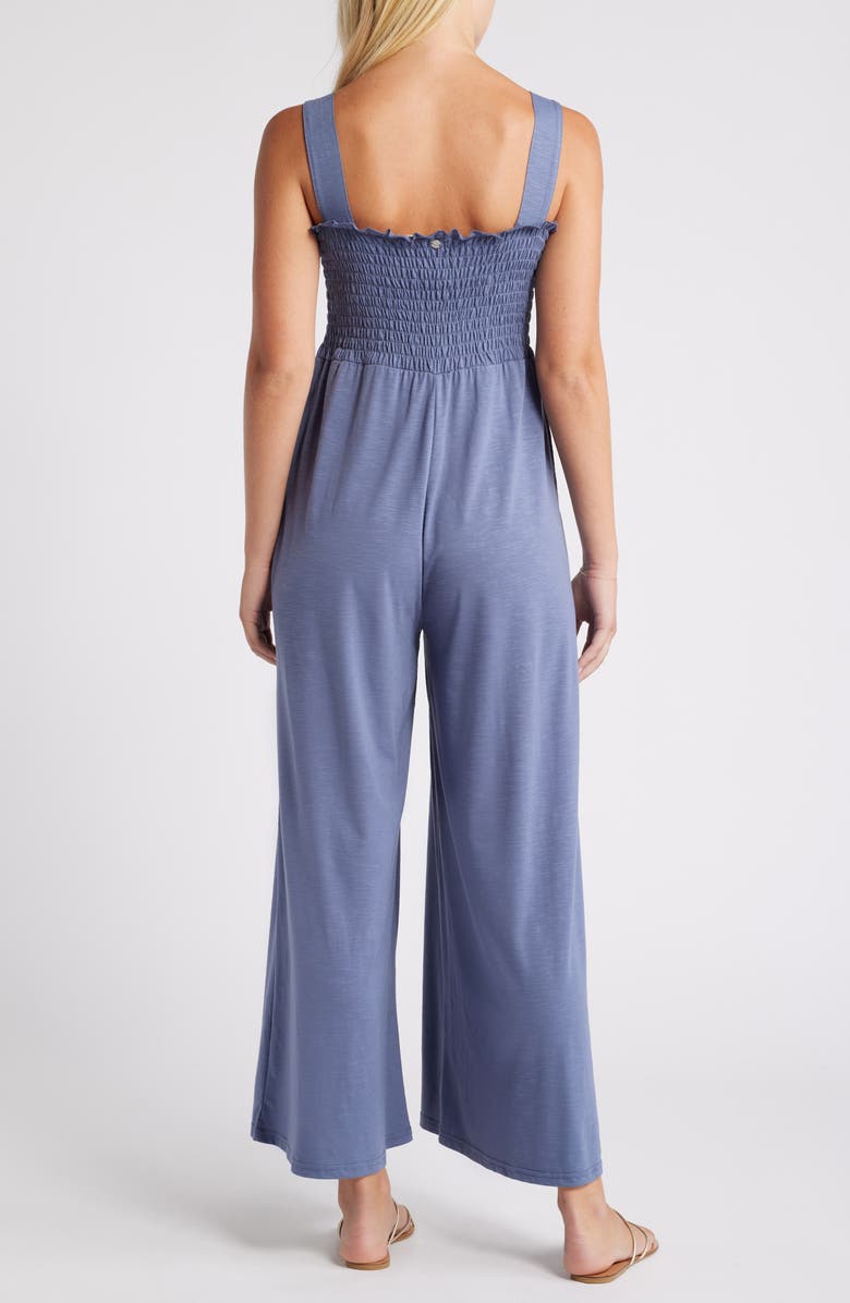 Roxy Just Passing By Smocked Wide Leg Jumpsuit, Alternate, color, Wild Wind