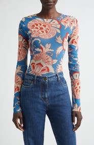 Etro Paisley Print Mesh Top
