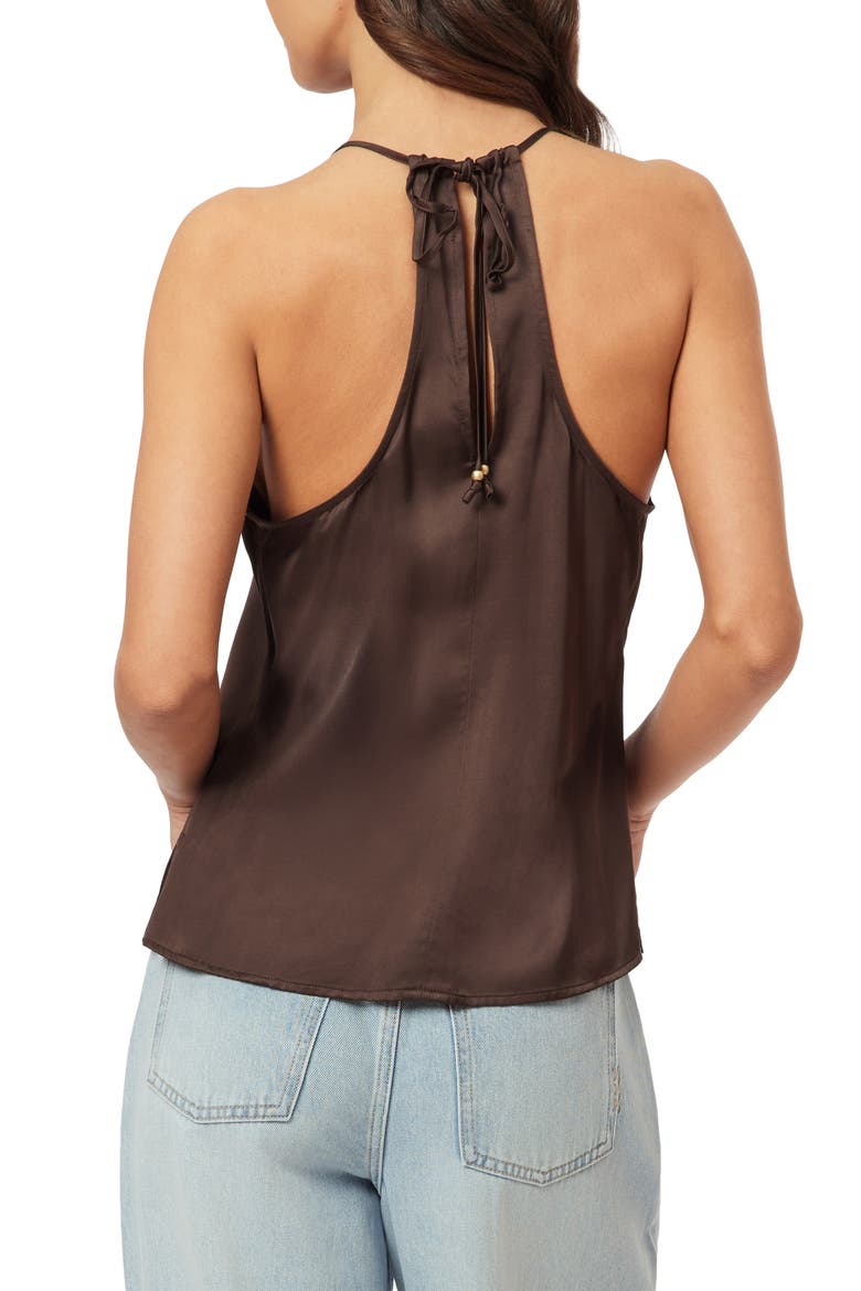Back Tie Sleeveless Satin Top, Alternate, color, HOT FUDGE