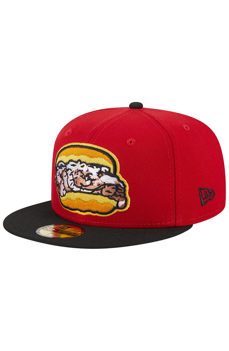 New Era Men's New Era Red Bowie Baysox Theme Nights Pit Beef  59FIFTY Fitted Hat, Main, color, 
