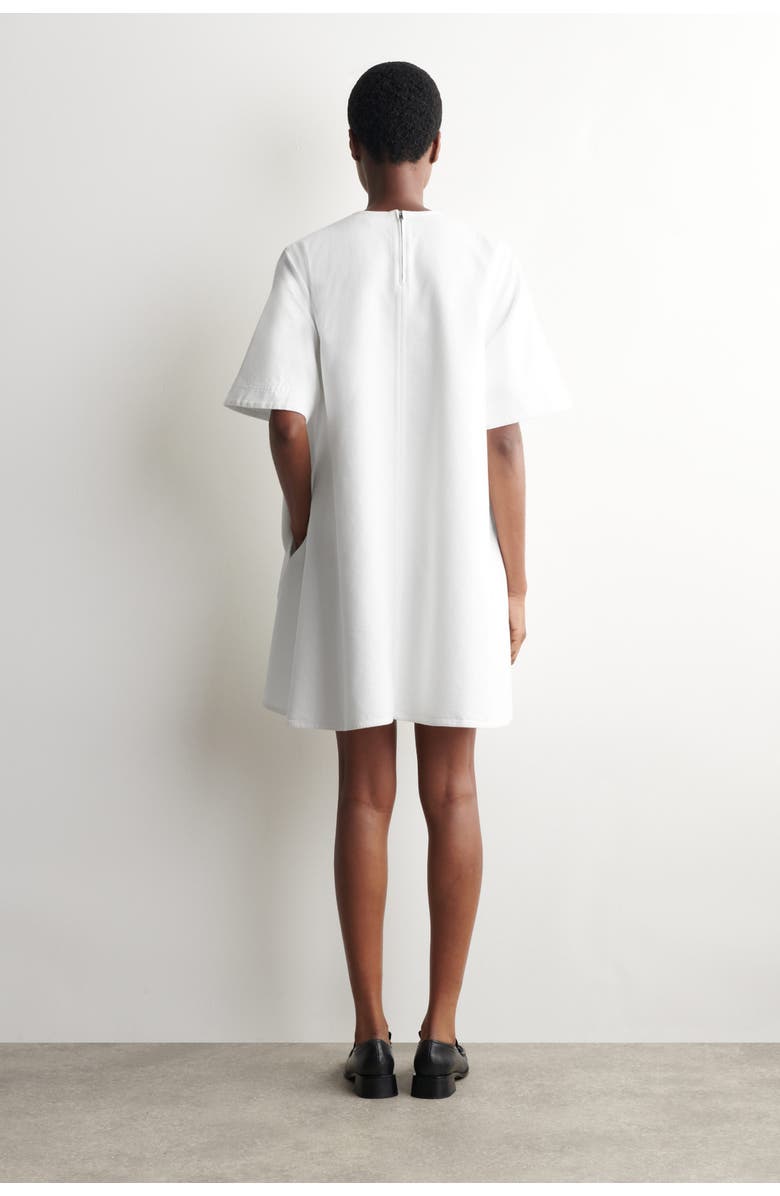 COS Flared Denim Mini Dress, Alternate, color, White