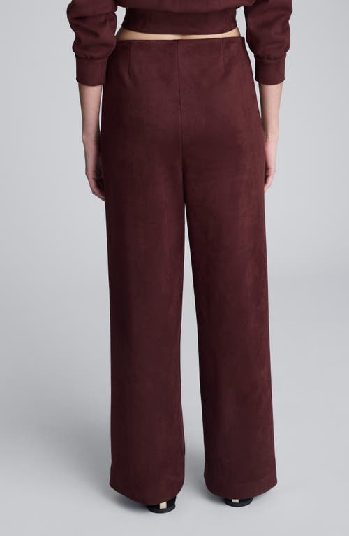 Kenneth Cole Faux Suede Pull On Wide Leg Pant In Brown