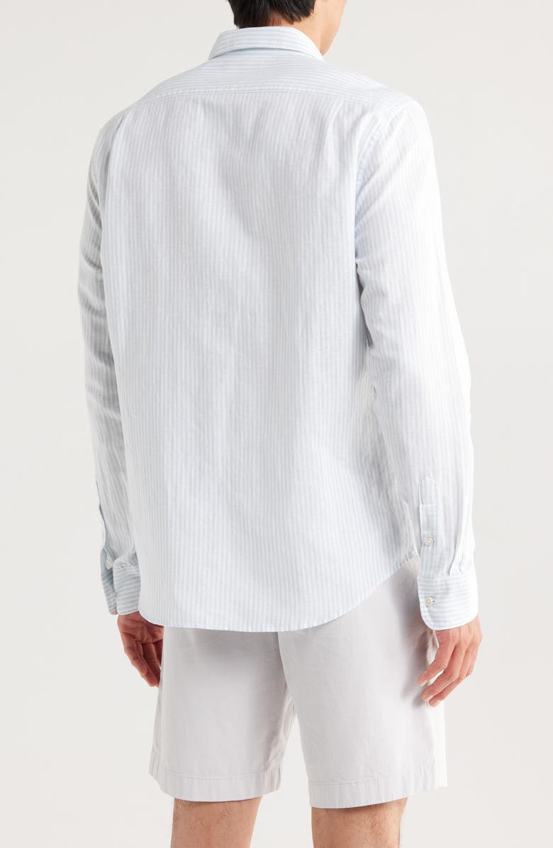 Vince Stripe Linen & Cotton Button-Up Shirt, Alternate, color, Pale Blue/ White