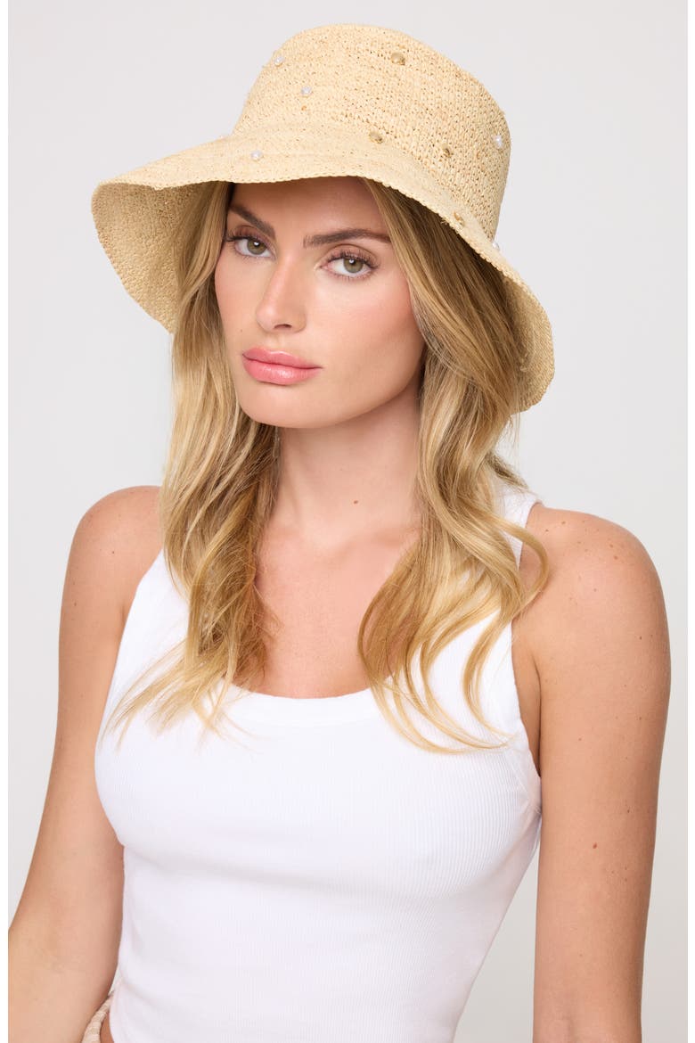 Carmel Island Raffia Bucket Hat, Alternate, color, NATURAL