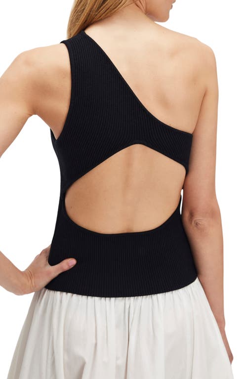 Free People Jayne One Shoulder Open Back Tank Top In Black