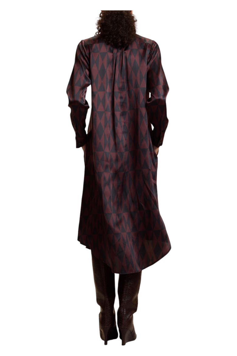 Pintuck Silk Charmeuse Shirt Dress, Alternate, color, Black/Burgundy