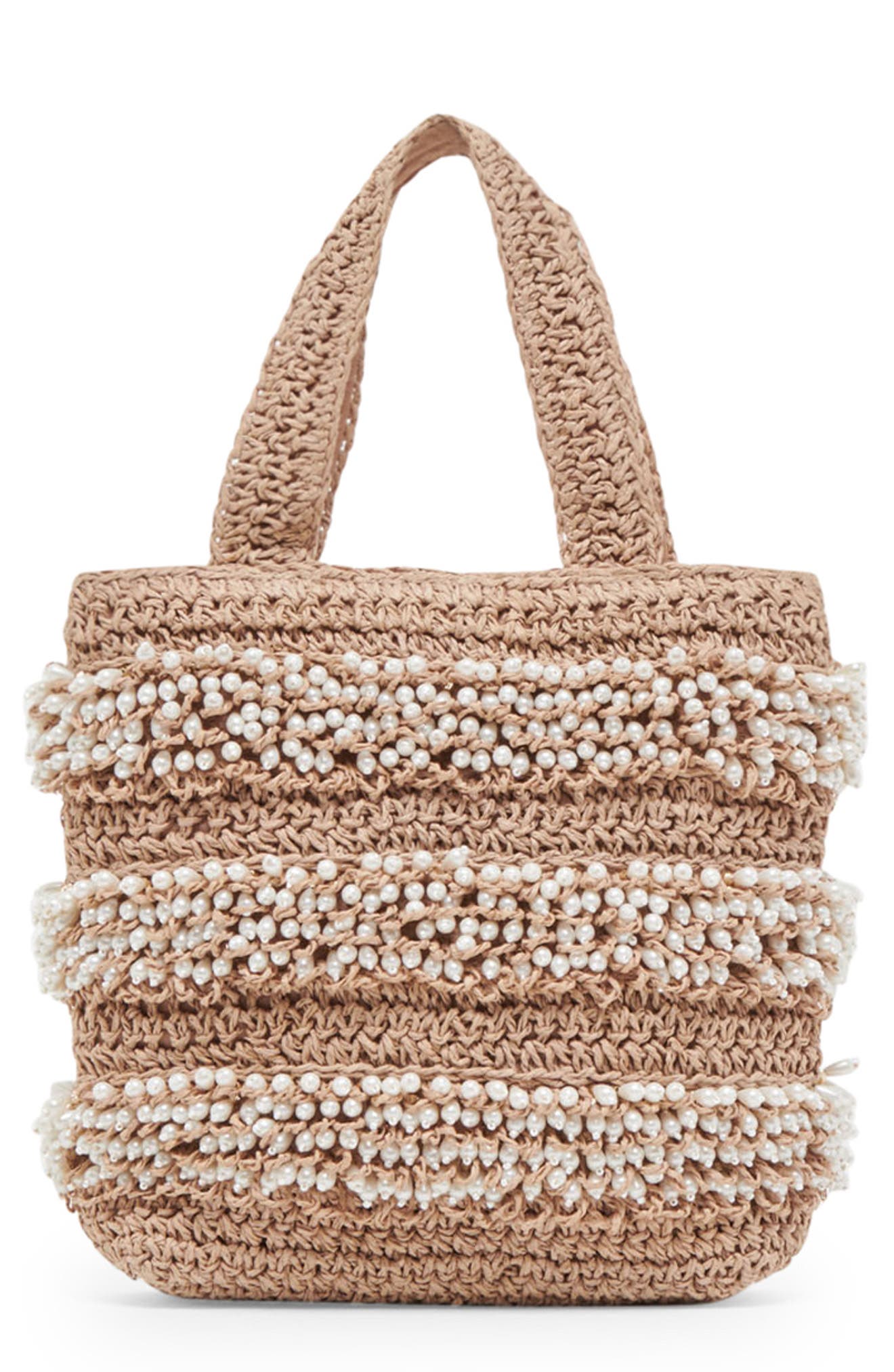 Dolce Vita Mallorca Raffia & Faux Pearl Tote