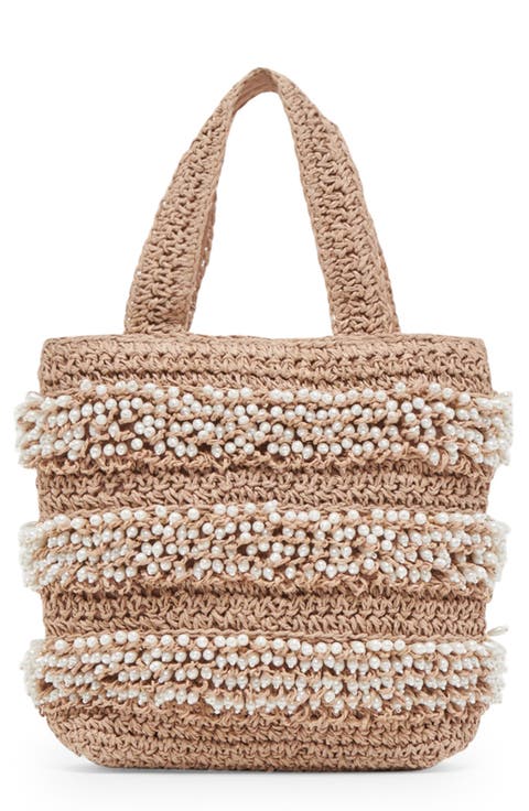 Mallorca Raffia & Faux Pearl Tote