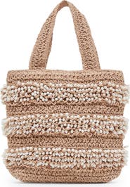 Dolce Vita Mallorca Raffia & Faux Pearl Tote