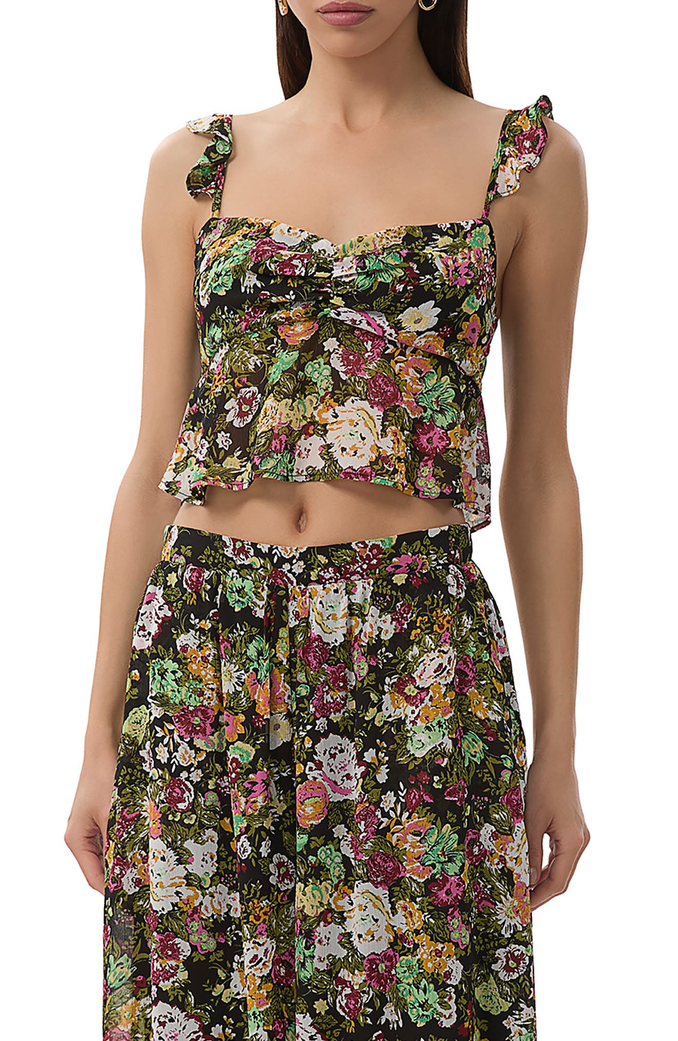 AFRM Aisha Floral Ruffle Shoulder Camisole