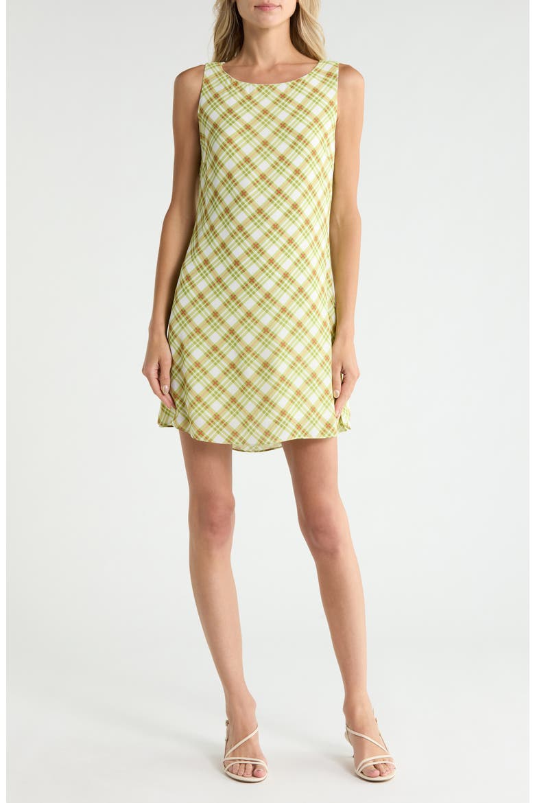 Boat Neck Minidress, Main, color, LIME PLAID