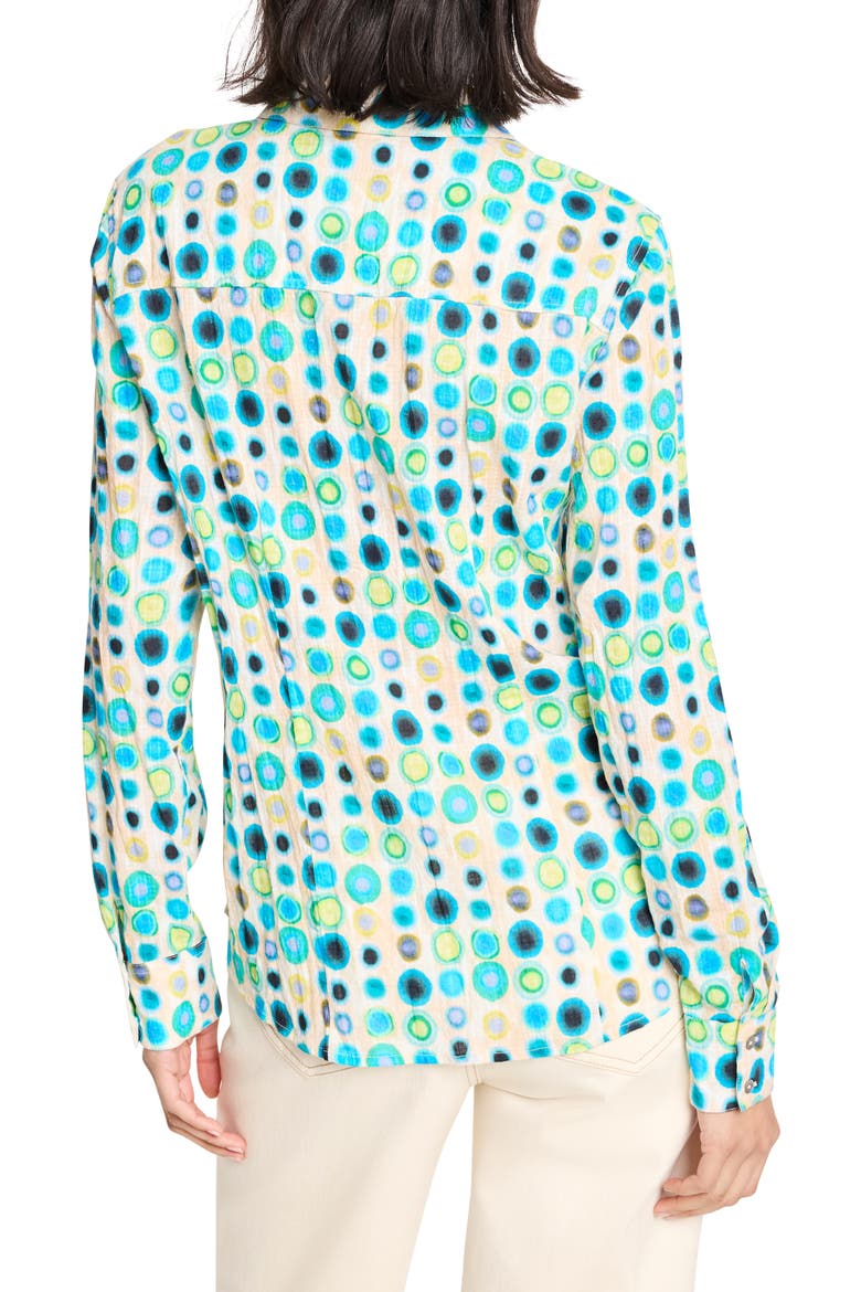 Bright Spot Crinkled Cotton Button-Up Shirt, Alternate, color, AQUA MULTI