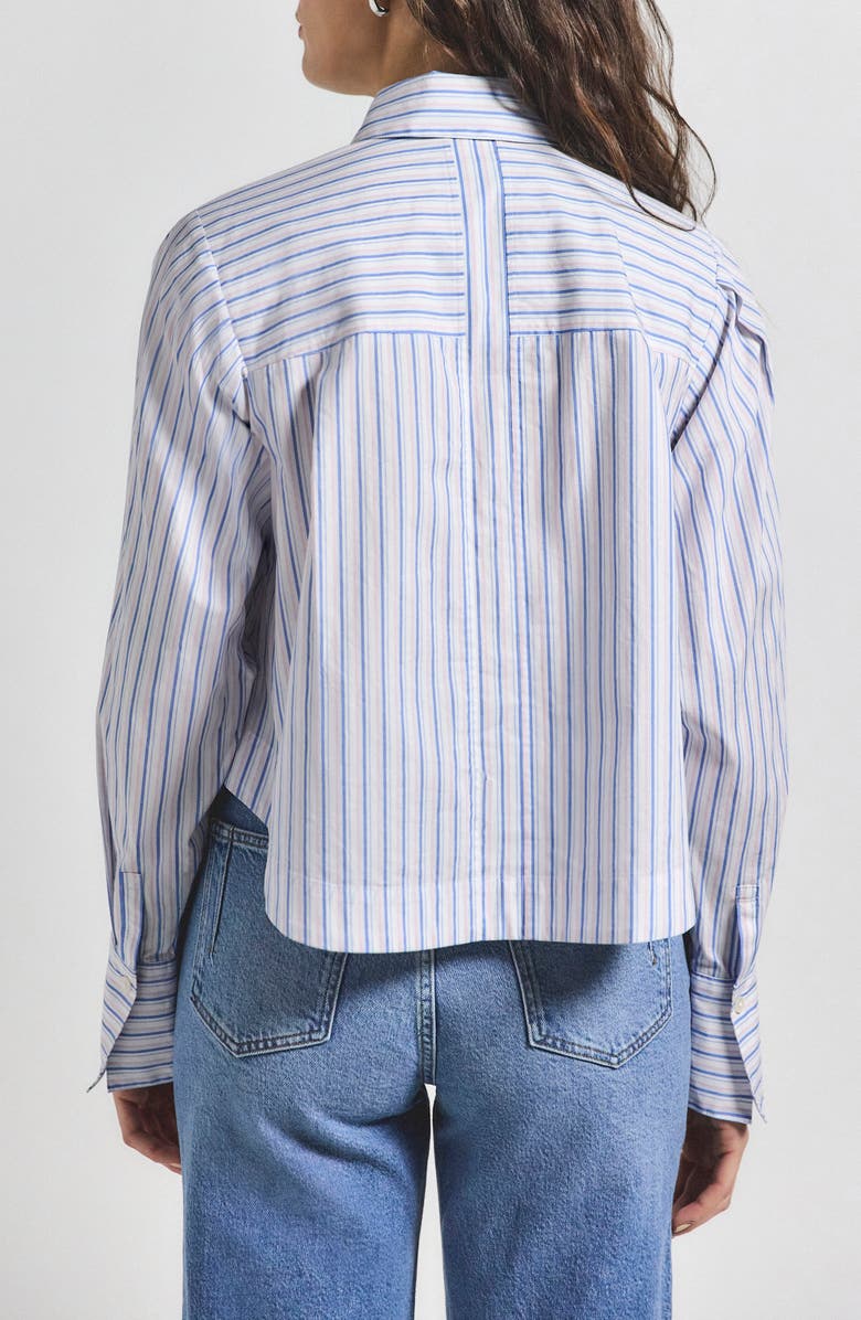 Derek Lam 10 Crosby Estrella Stripe Crop Cotton Button-Up Shirt, Alternate, color, Blue Multi