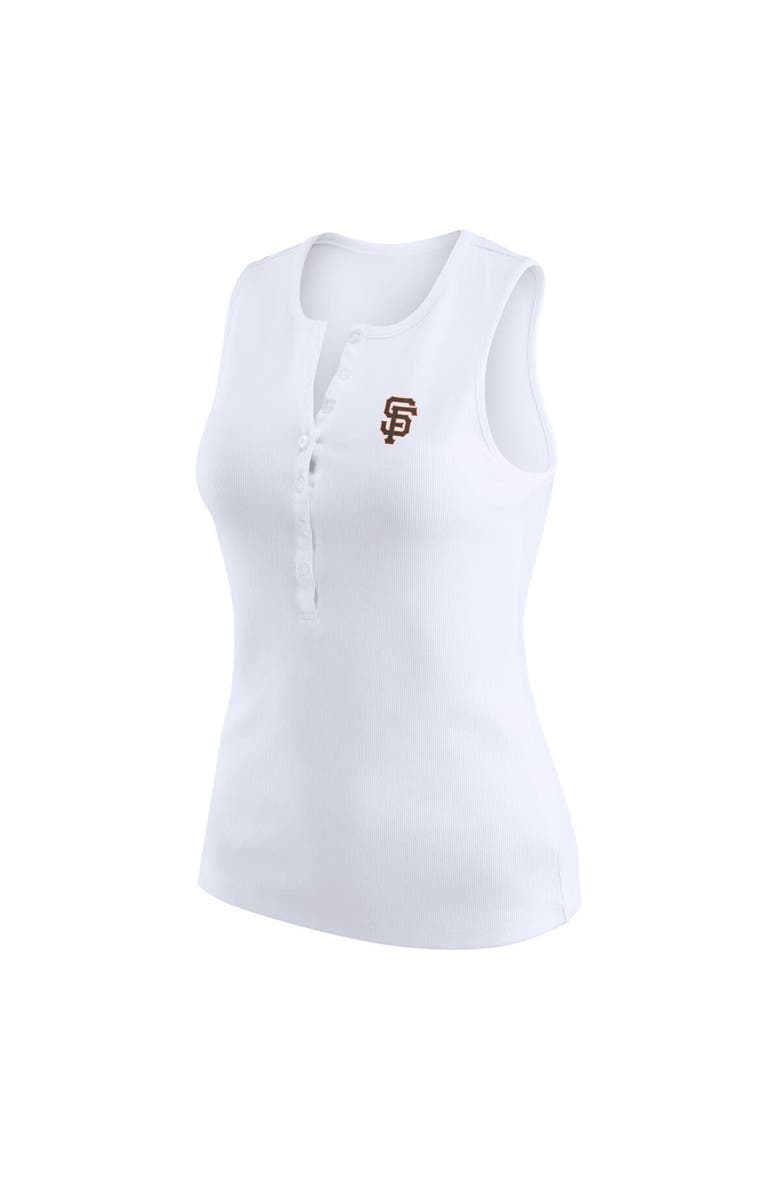 WEAR by Erin Andrews Women's WEAR by Erin Andrews White San Francisco Giants Rib-Knit Henley Tank Top, Alternate, color, White