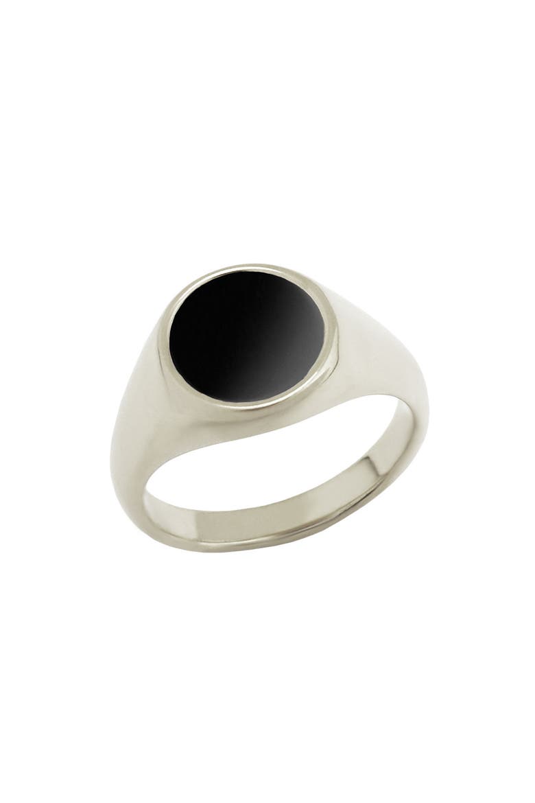 Gender Inclusive Round Mother-of-Pearl Ring, Alternate, color, SILVER/BLACK