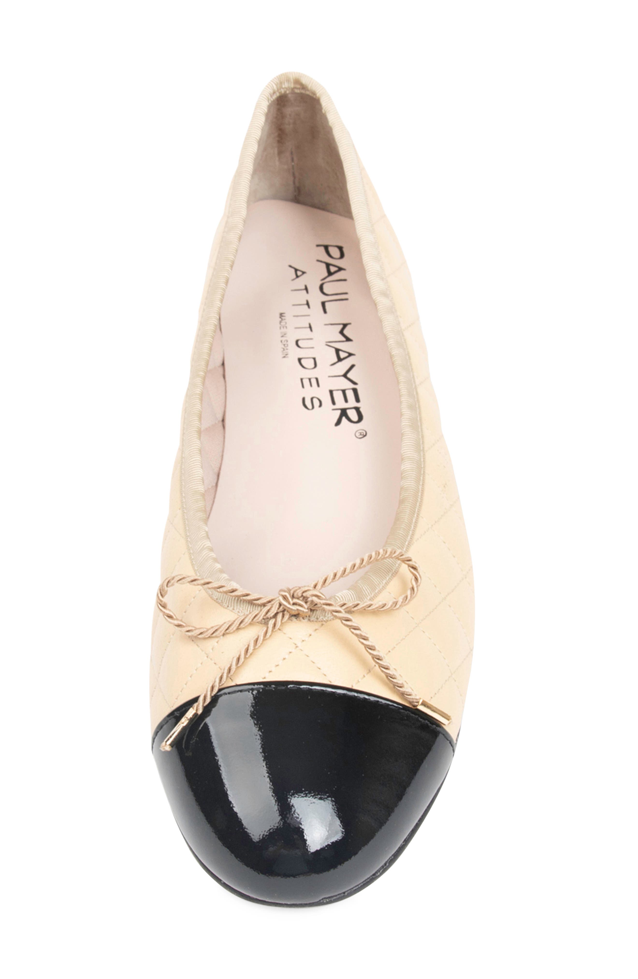 Best Cap Toe Ballet Flat, Alternate, color, BEIGE/ BLACK PATENT