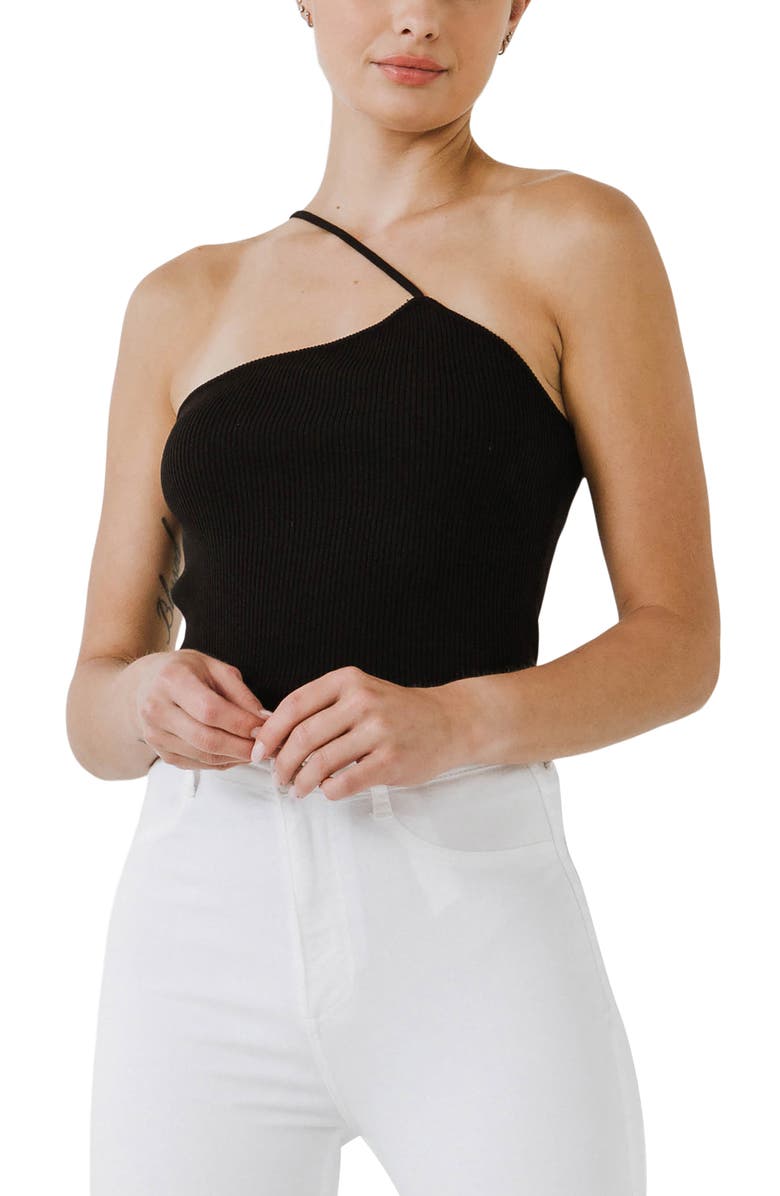 Grey Lab One-Shoulder Knit Tank, Alternate, color, 