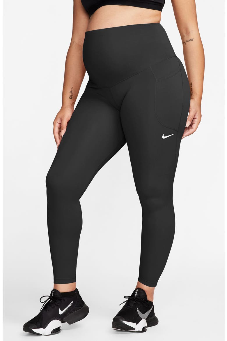 Dri-FIT High Waist 7/8 Pocket Maternity Leggings, Main, color, 011 BLACK/WHITE
