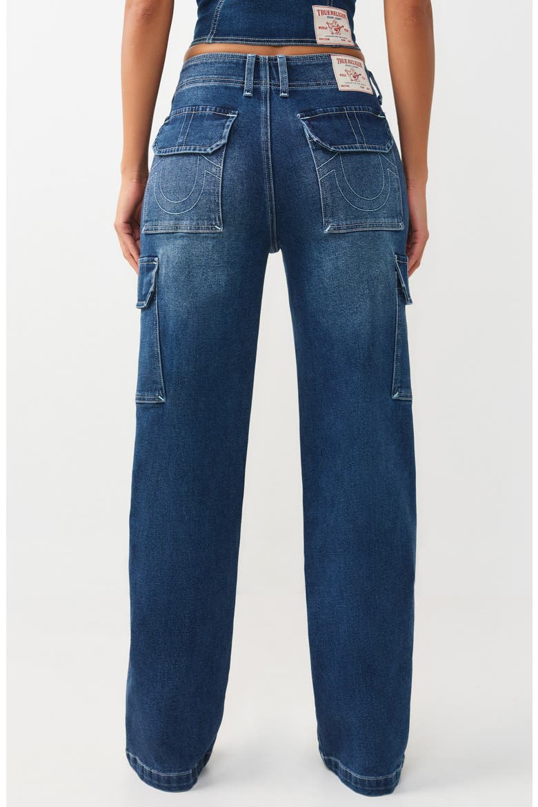 Cargo Straight Leg Jeans, Alternate, color, MEDIUM BLAZE WASH