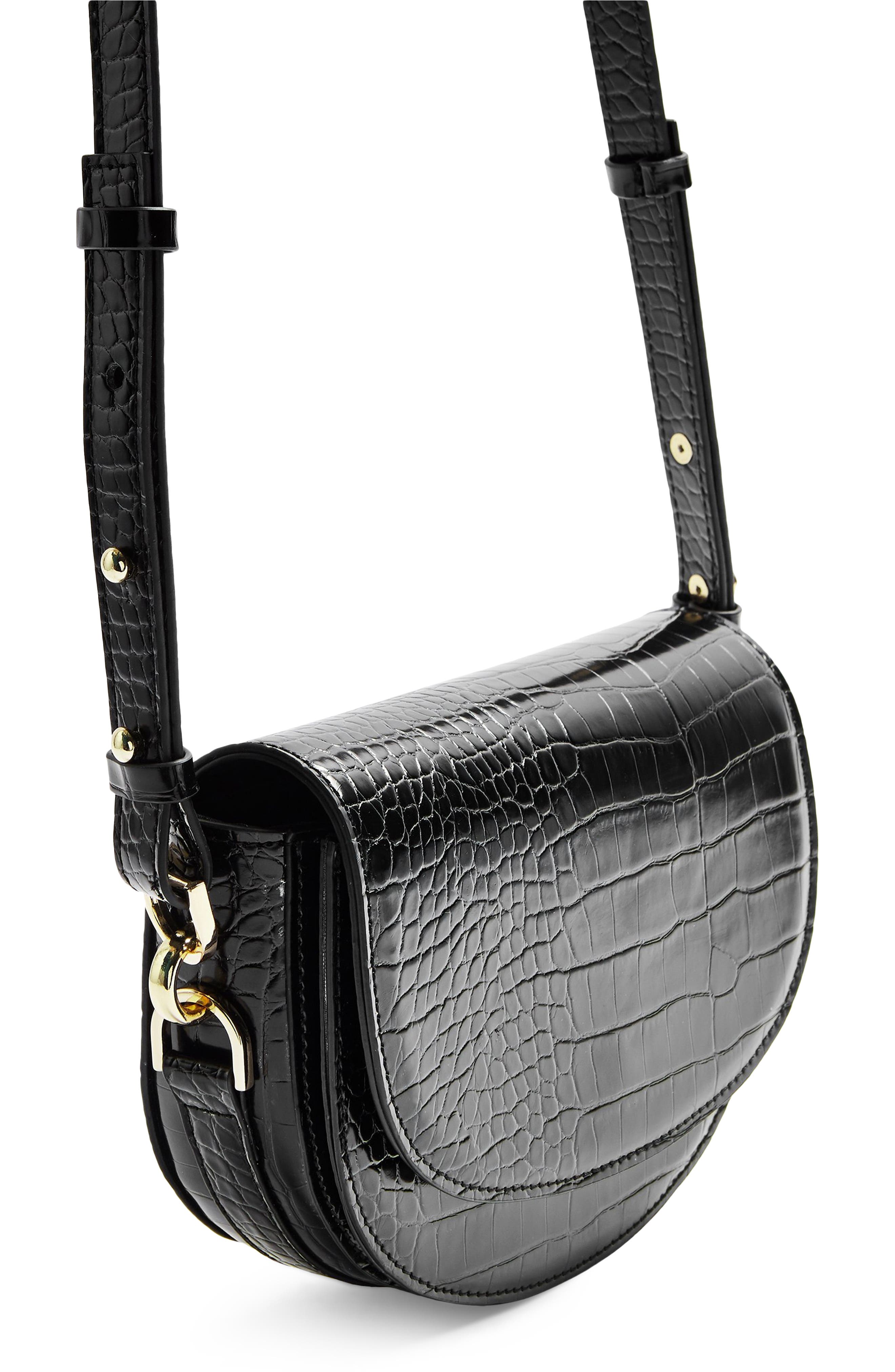 Topshop Coby Faux Leather Saddle Crossbody Bag, Alternate, color, 