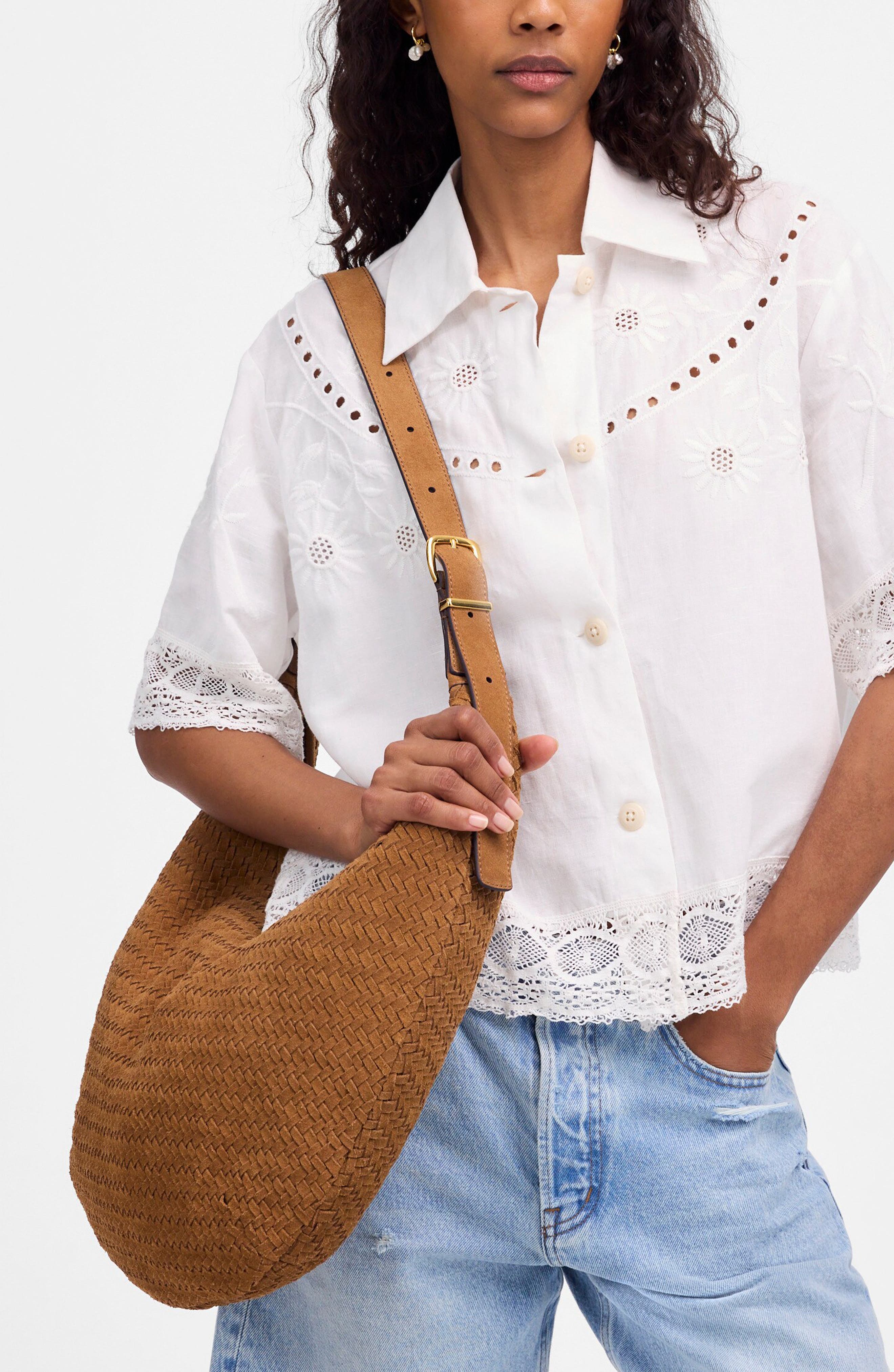 Madewell Essential Curve Shoulder Bag, Alternate, color, Dried Acorn
