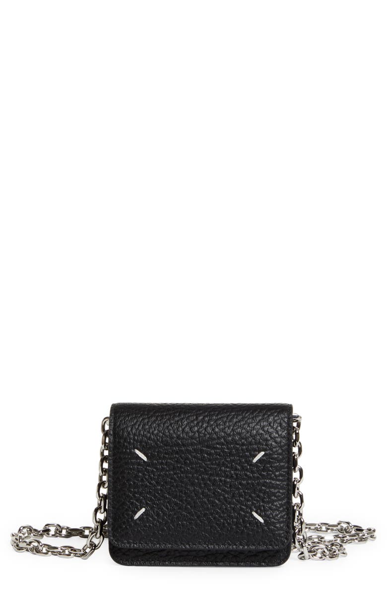 Maison Margiela Small Leather Chain Wallet, Main, color, Black