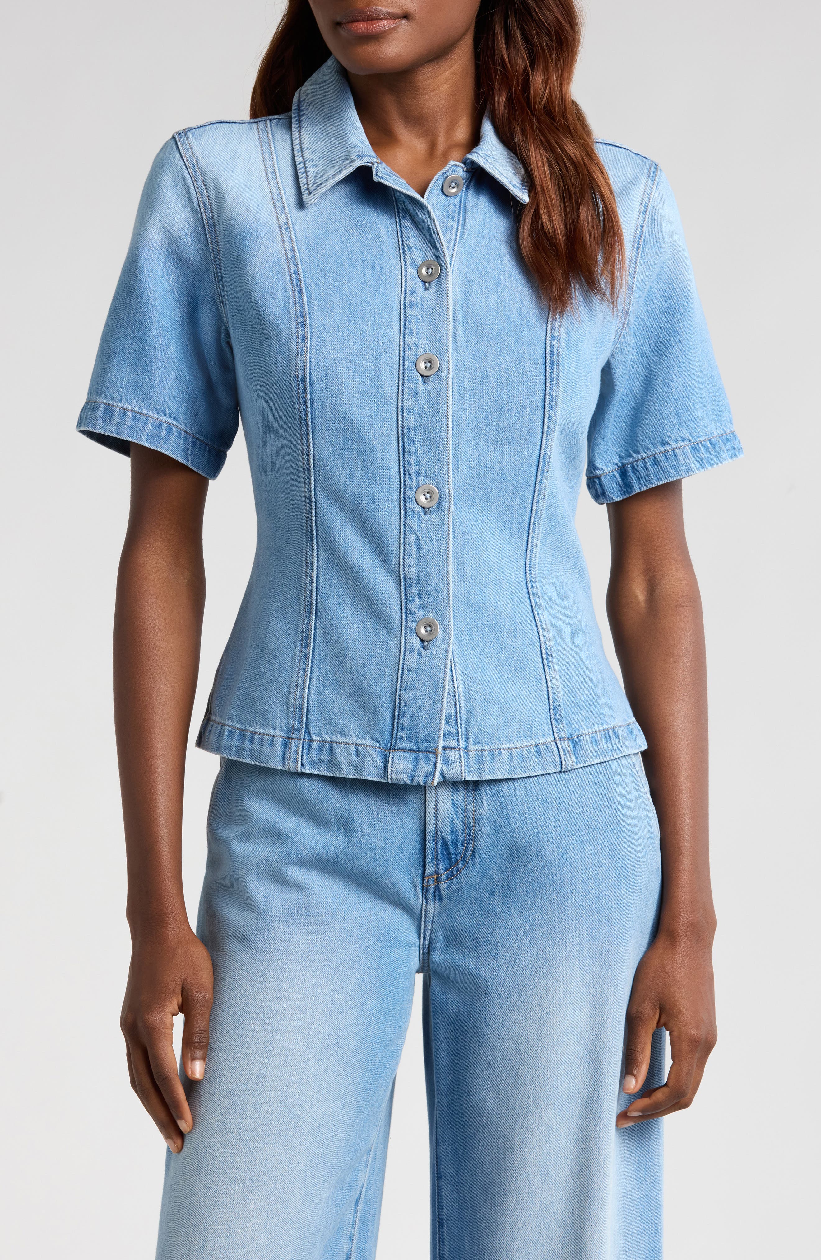 Pistola Cyndi Short Sleeve Denim Button-Up Shirt