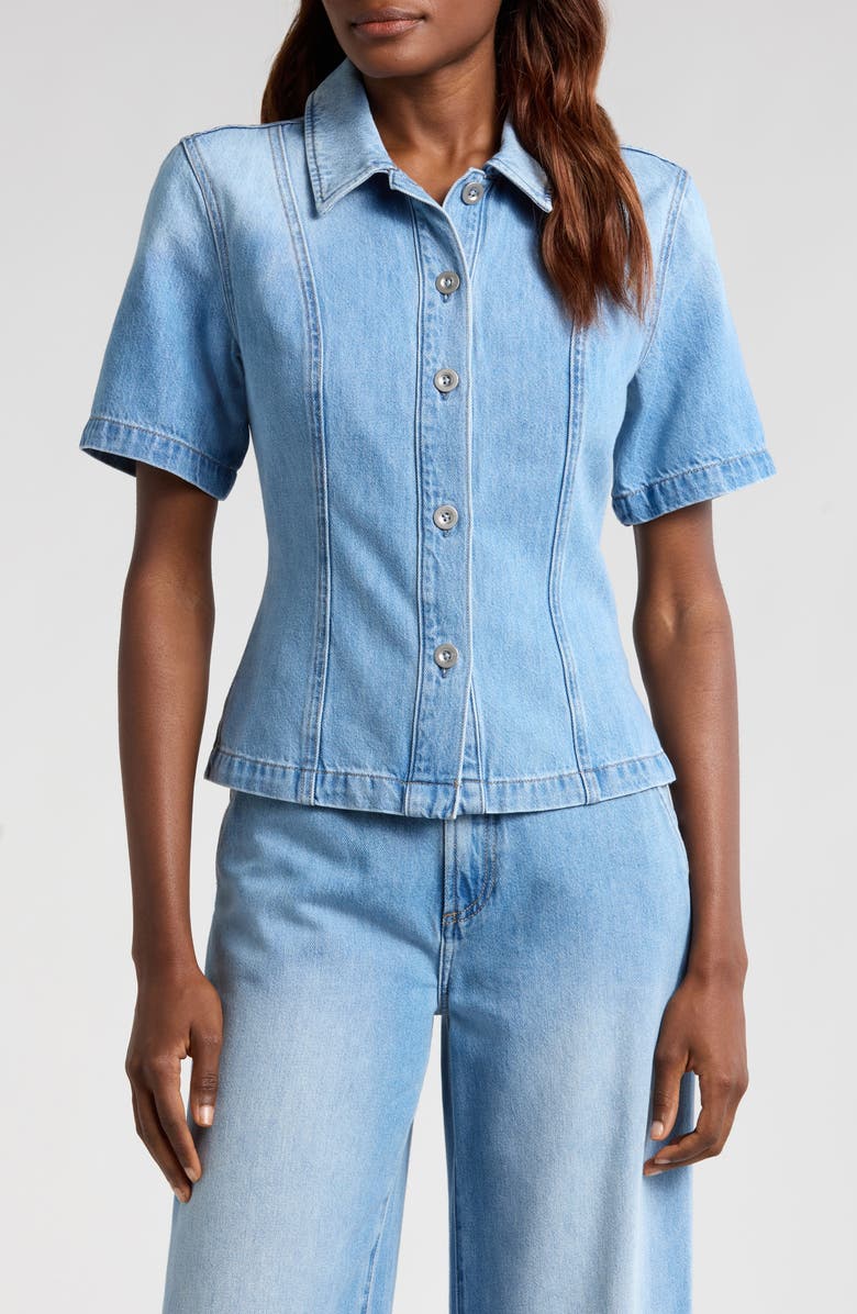 Pistola Cyndi Short Sleeve Denim Button-Up Shirt, Main, color, Palo Alto