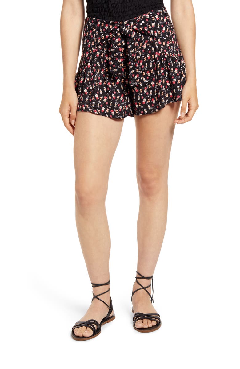 Kirious Tie Waist Floral Shorts, Main, color, 