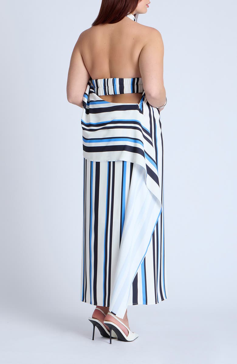 ELOQUII Stripe Halter Neck Maxi Dress, Alternate, color, 
