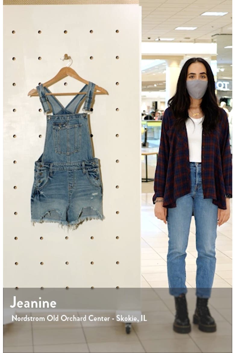 Frayed Hem Short Overalls video