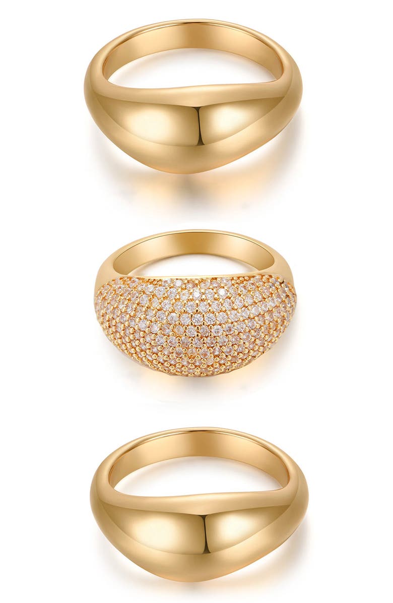 Ettika Timeless Glamour Set of 3 Rings, Main, color, Gold