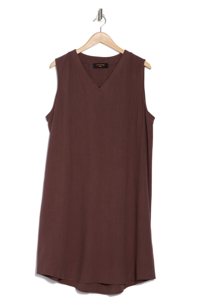 Renee C V-Neck Sleeveless Shift Dress, Alternate, color, Mocha