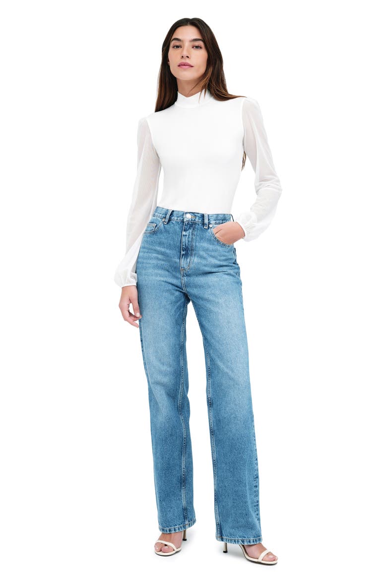 Liv Mesh Sleeve Jersey Top, Alternate, color, OFF WHITE