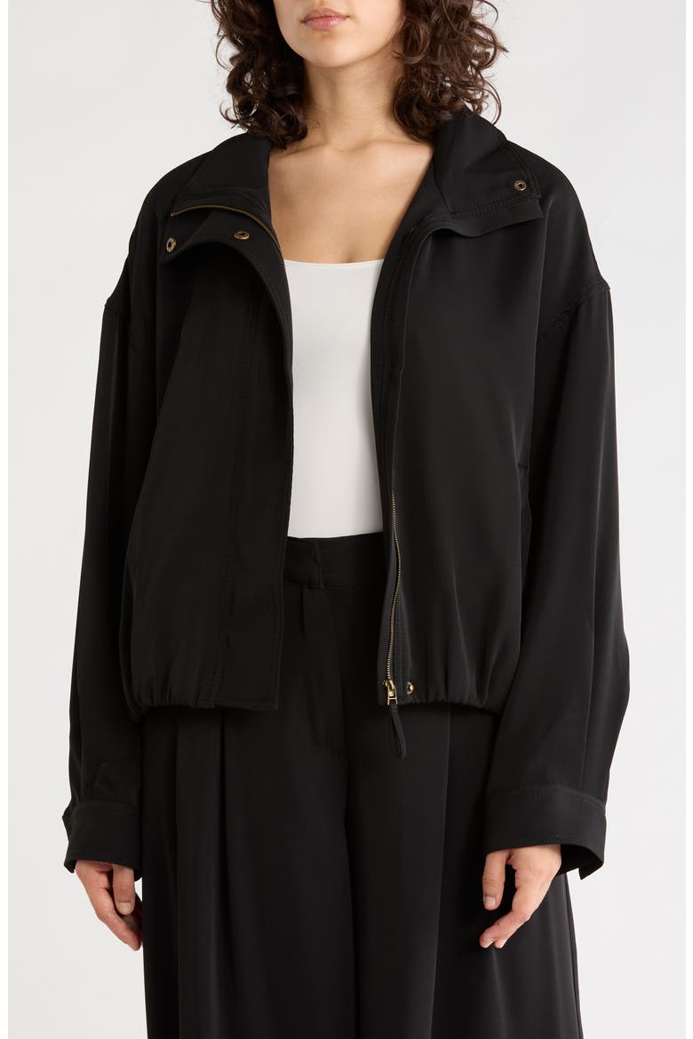 Bubble Hem Bomber Jacket, Main, color, BLACK