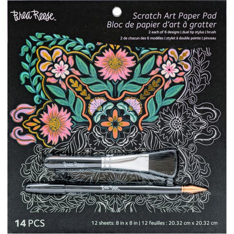 Scratch Art Paper Pad Mandala 8X8, 12 Designs, Kids & Adults