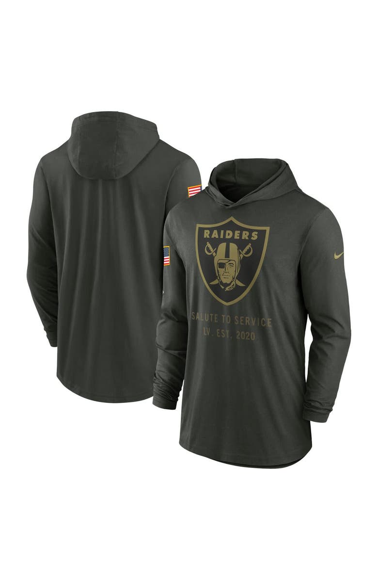 Nike Men's Nike Forest Green Las Vegas Raiders 2025 Salute to Service Sideline Dri-FIT Lightweight Hooded Pullover, Main, color, Forest Green