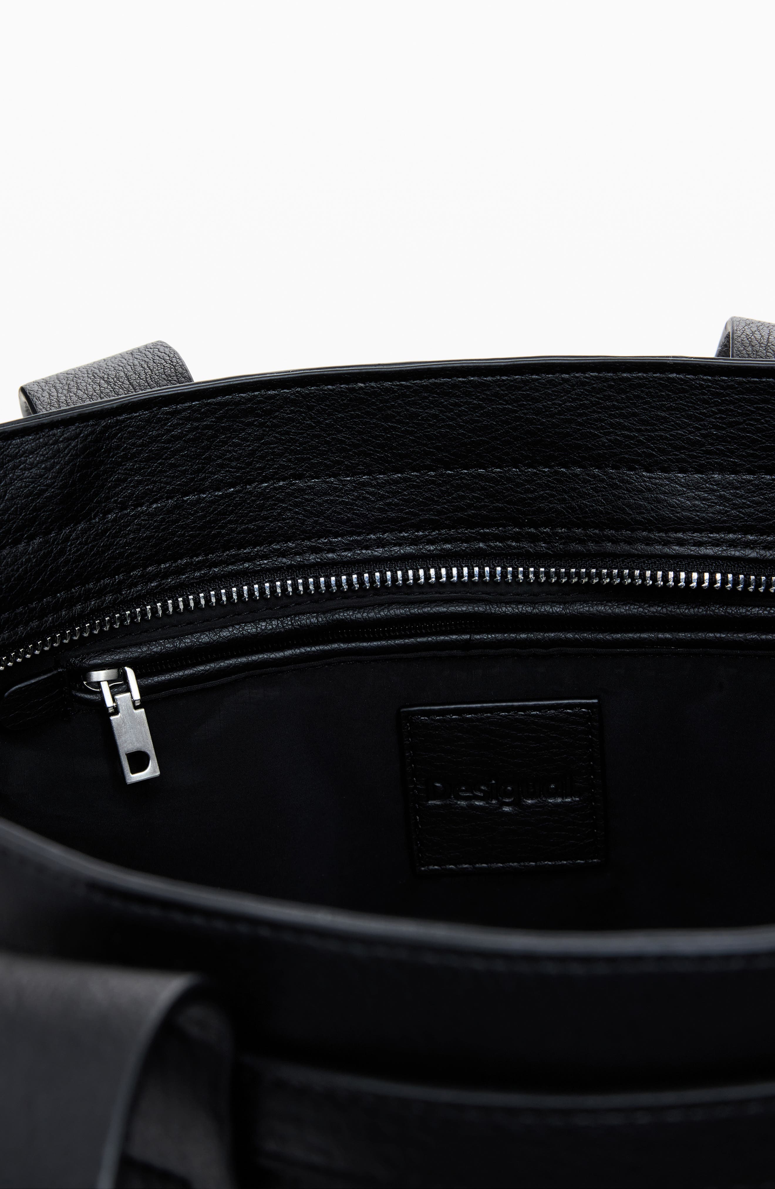 Desigual Faux Leather Tote, Alternate, color, Black