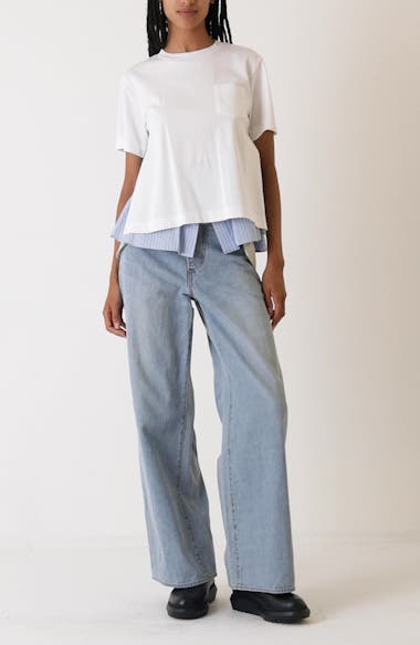 Sacai Mixed Media Jersey & Poplin Pocket T-Shirt | Nordstrom